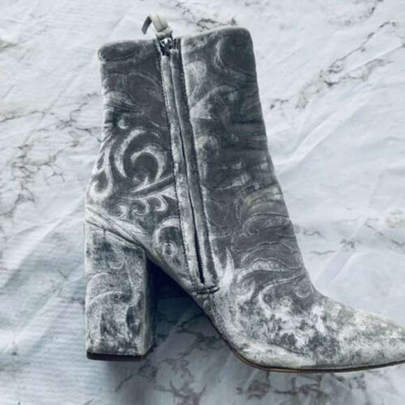 Rebecca Minkoff Bryce Embossed Silver Velvet Boots - Picture 5 of 8